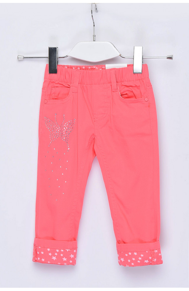 Штаны детские девочка кораллового цвета котоновые 153486L