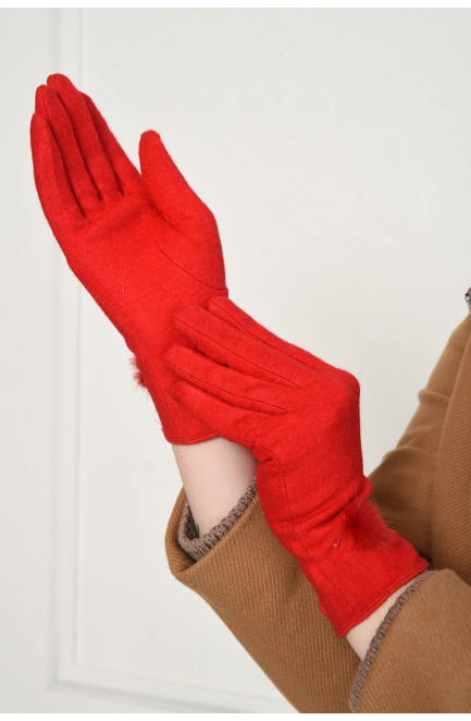 Перчатки женские текстильные красного цвета 153519L