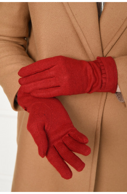 Рукавички жіночі текстильні бордового кольору 153549L