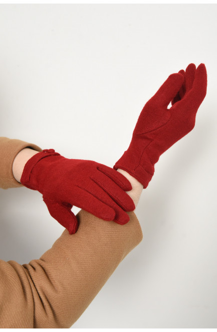 Перчатки женские текстильные бордового цвета 153551L