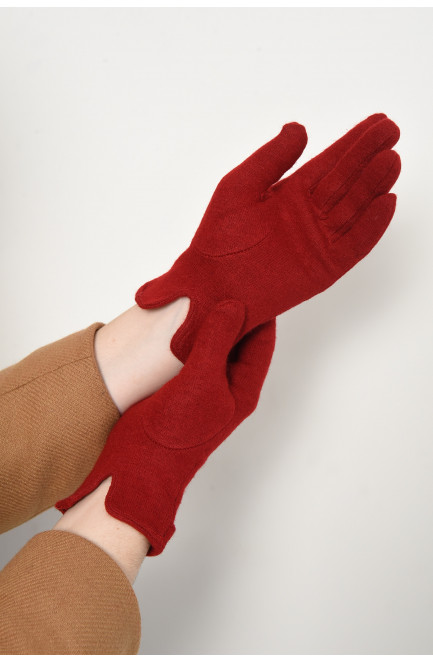 Перчатки женские текстильные бордового цвета 153551L