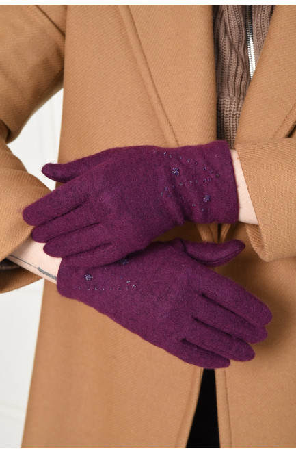 Перчатки женские текстильные фиолетового цвета 153584L