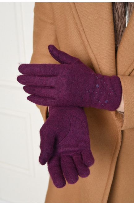 Рукавички жіночі текстильні фіолетового кольору 153584L