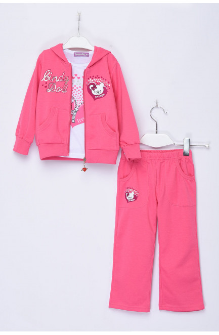 Спортивный костюм 3-ка детский для девочки с капюшоном розового цвета 153674L