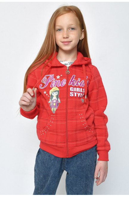 Кофта дитяча дівчинка на флісі червоного кольору 153693L