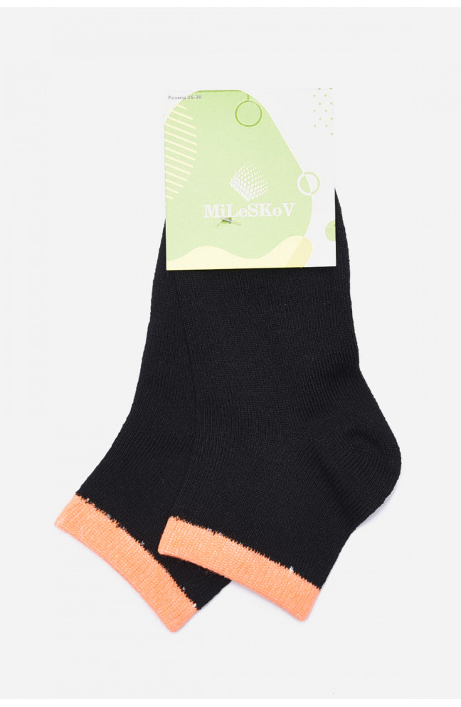 Носки для девочки черные с оранжевой резинкой размер 26-30 154009L