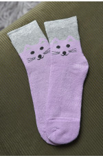 Носки махровые детские для девочки темно-сиреневого цвета размер 32-38 154426L