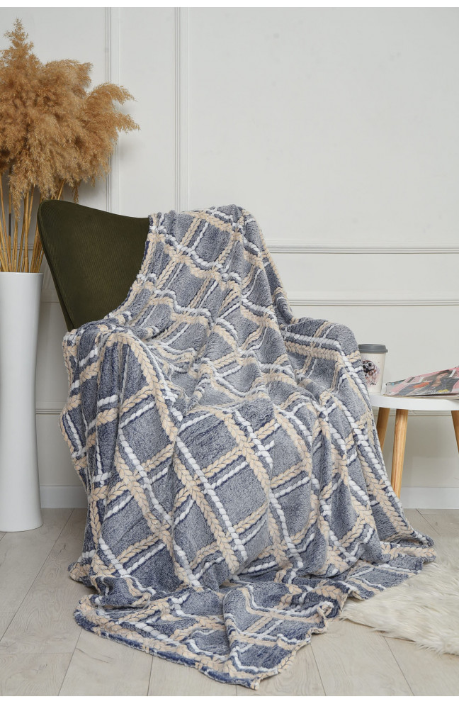 Плед синего цвета с геометрическим принтом размер 180*200 154775L