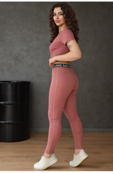 Фітнес костюм жіночий темно-рожевого кольору 154795L