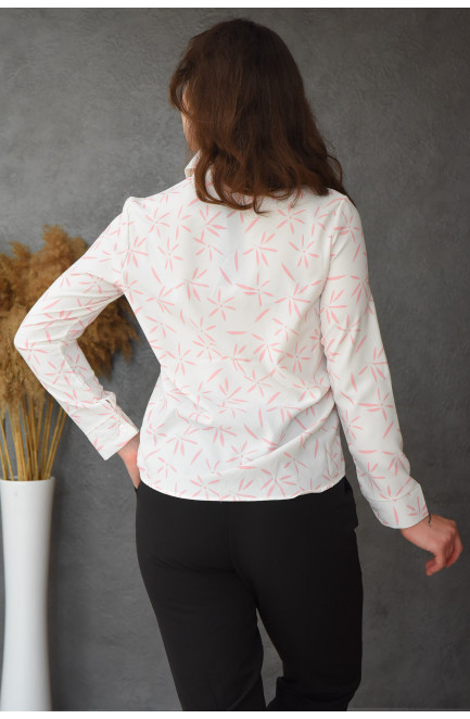 Рубашка женская бело-розового цвета с узором размер 42-44 154899L