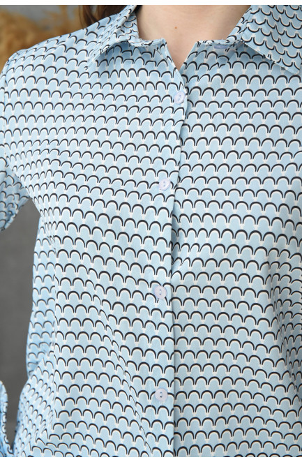 Рубашка женская голубого цвета с узором размер 42-44 154901L