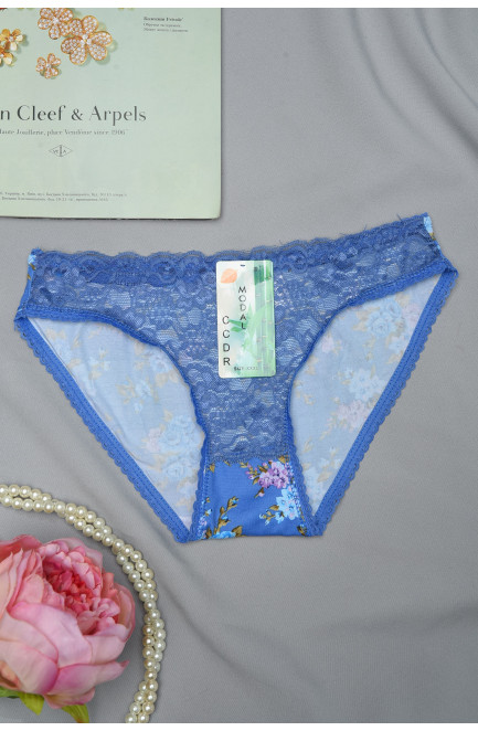 Трусы женские с гипюром синего цвета 155003L