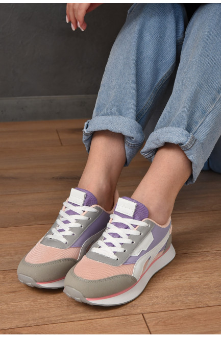 Кросівки жіночі з різнокольоровими вставками на шнурівці 155423L