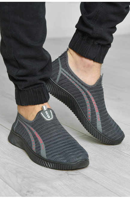 Кросівки чоловічі темно-сірого кольору текстиль 155524L