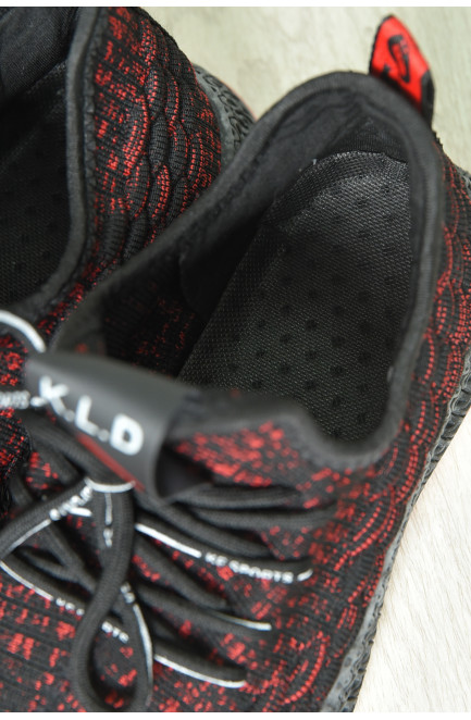 Кросівки чоловічі чорно-червоного кольору текстиль 155537L