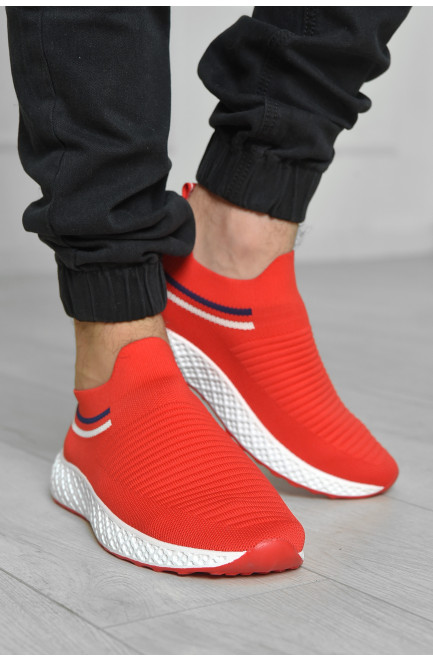 Кросівки чоловічі червоного кольору текстиль 155541L
