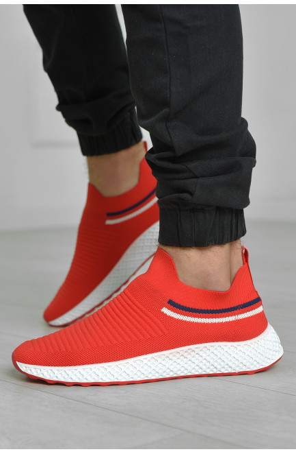 Кросівки чоловічі червоного кольору текстиль 155541L