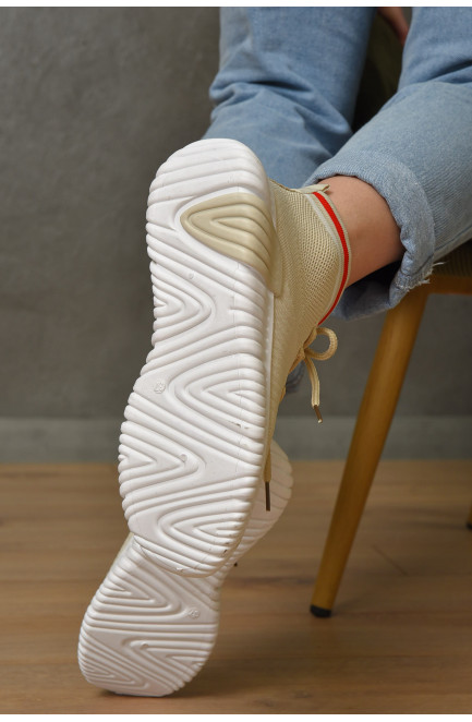 Кросівки жіночі бежевого кольору текстиль 155582L