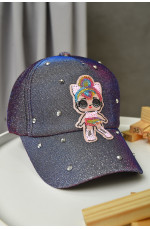 Кепка детская для девочки темно-синего с люрексом 155806L