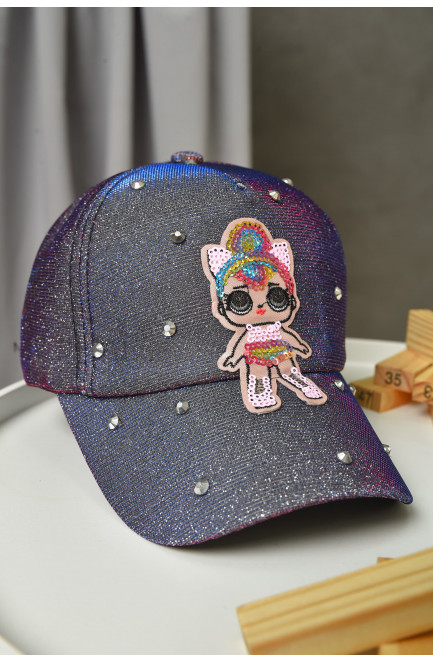 Кепка детская для девочки темно-синего с люрексом 155806L