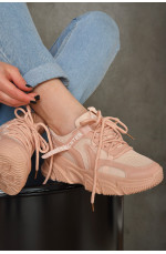 Кроссовки женские пудрового цвета на  шнурівці 155881L