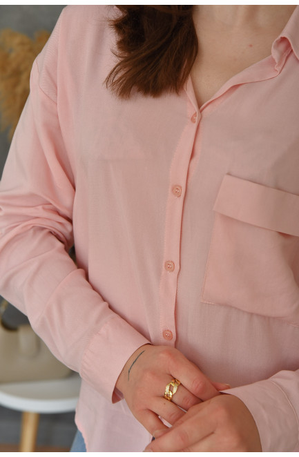Рубашка женская однотонная светло-розового цвета 156051L