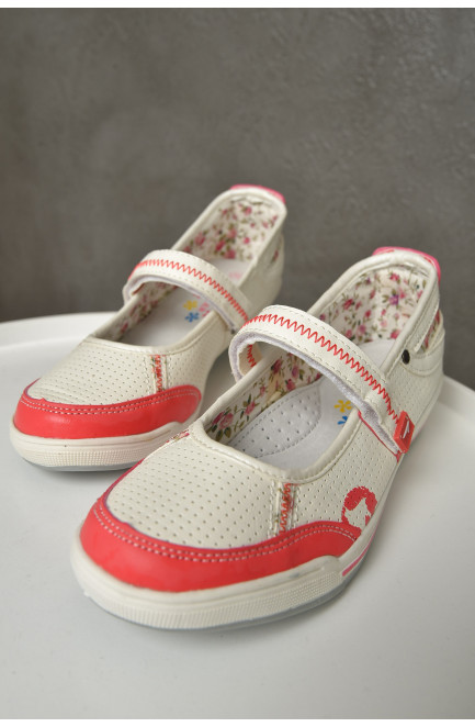 Туфли детские девочка белого цвета с розовой вставкой 156075L
