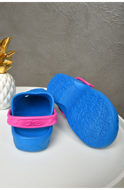 Крокси дитячі для дівчинки блакитного кольору з рожевим  обідком 156185L