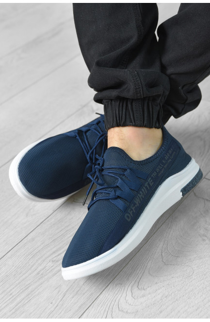 Кросівки чоловічі темно-синього кольору на шнурівці текстиль 156246L