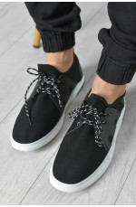 Кроссовки мужские черного цвета на шнуровке текстиль 156256L