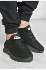 Кросівки чоловічі чорного кольору на шнурівці текстиль 157021L