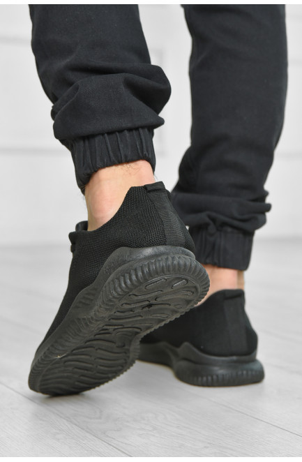 Кросівки чоловічі чорного кольору на шнурівці текстиль 157021L