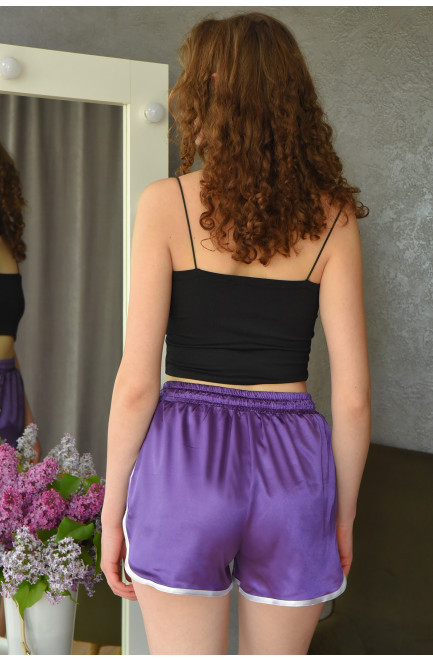 Шорти жіночі атласні фіолетового кольору 157301L