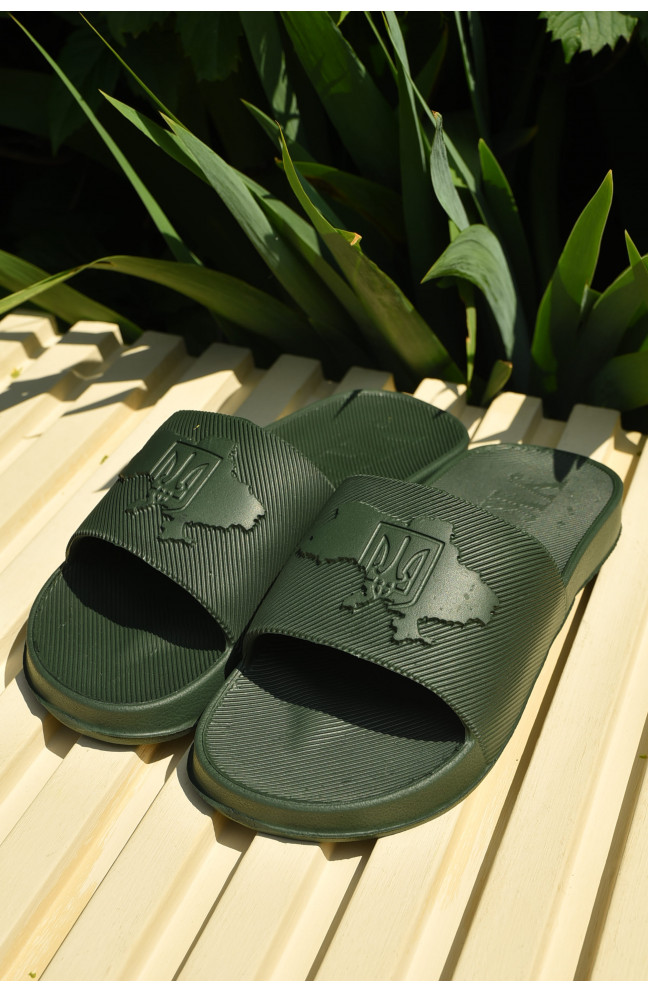 Шлепки пена мужские цвета хаки Украина 157877L