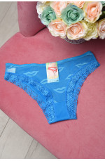 Трусы женские с гипюровой вставкой голубого цвета размер XL 158420L