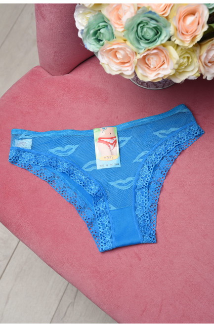 Трусы женские с гипюровой вставкой голубого цвета размер XL 158420L