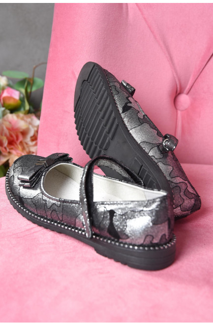 Туфли детские девочка с бантиком серого цвета 158756L