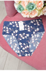 Трусы женские полубатальные бесшовные синего цвета 158831L