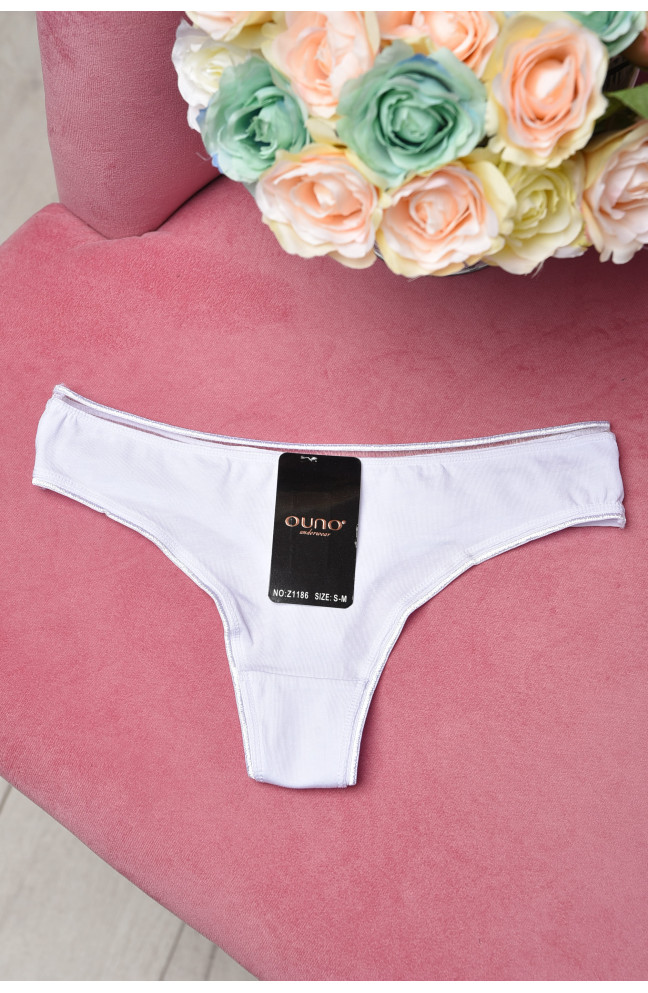 Стринги женские хлопковые белого цвета 158897L