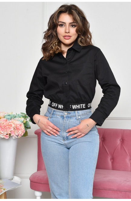 Рубашка женская укороченная черного цвета 159206L
