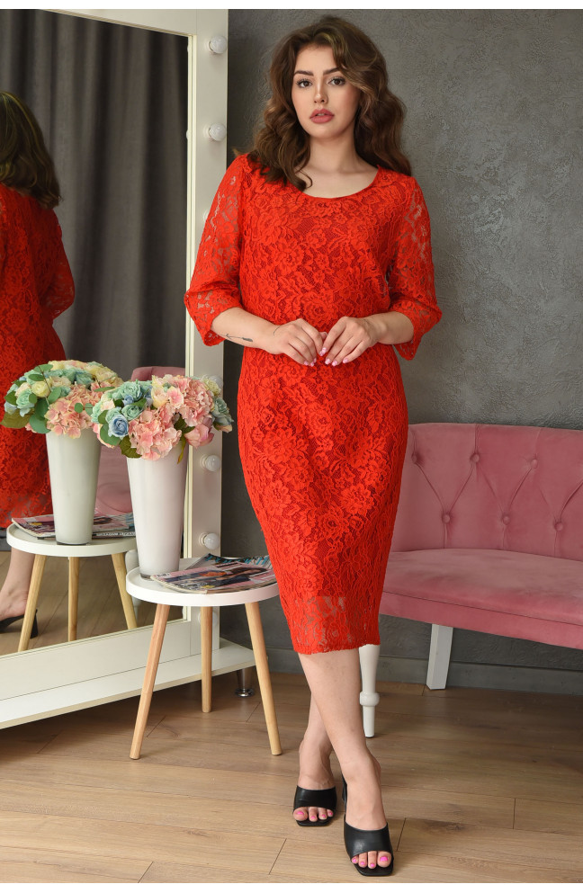 Платье женское красного цвета размер 52 159411L