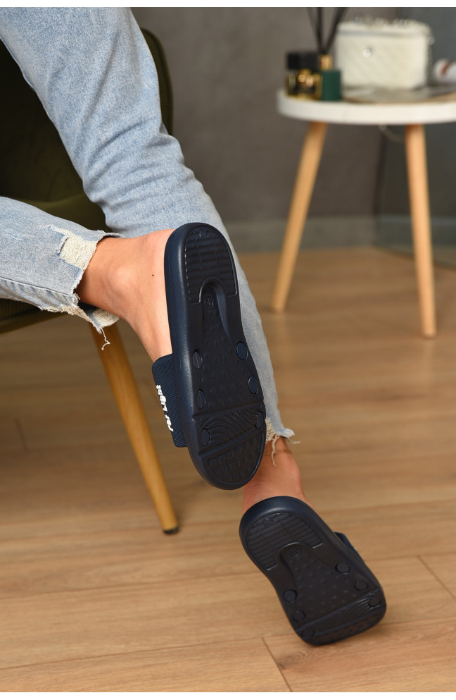 Шлепки женские темно-синего цвета текстиль 160070L