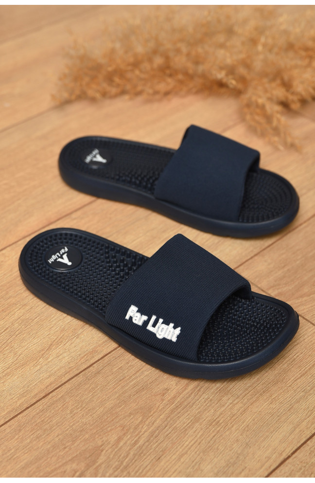 Шлепки женские темно-синего цвета текстиль 160070L