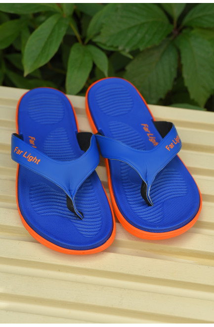 Вьетнамки мужские синего цвета с оранжевой подошвой 160077L