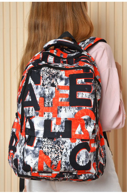 Рюкзак женский красного цвета с принтом 160911L