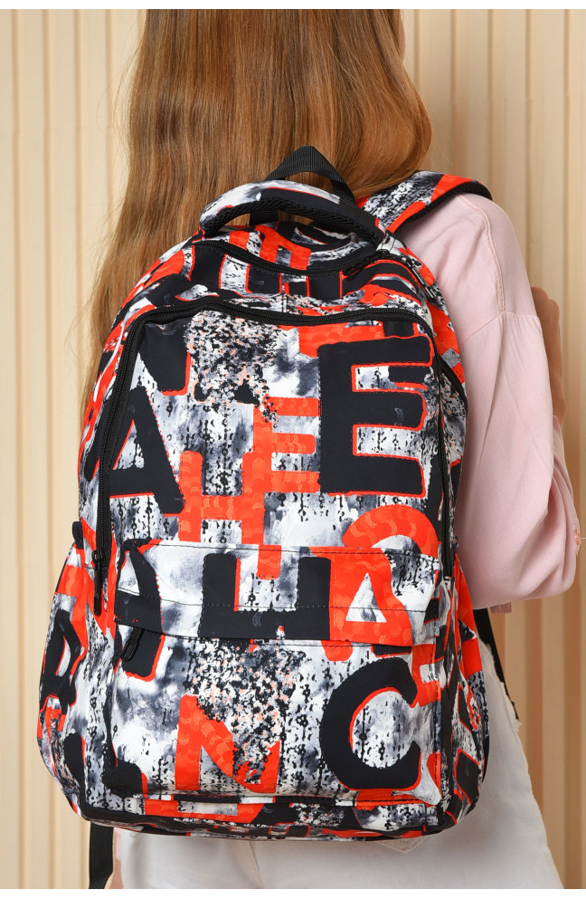 Рюкзак женский красного цвета с принтом 160911L