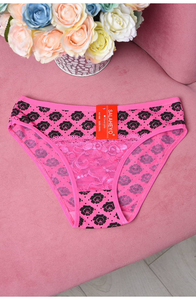 Трусы женские с гипюром малинового цвета 161498L