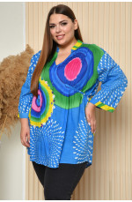 Рубашка женская батальная голубого цвета с принтом 161974L