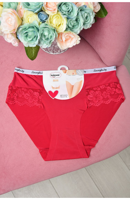 Трусы женские полубатальные бордового цвета 162282L