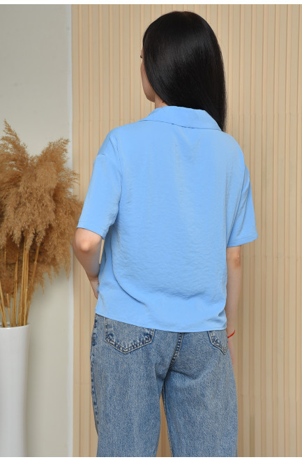 Сорочка жіноча з тканини жатка блакитного кольору 162348L